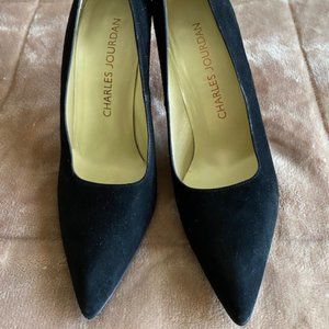 Vintage 1980's BLACK SUEDE CHARLES JOURDAN HEELS